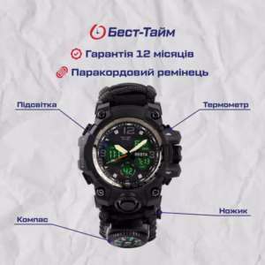 Мужские часы Besta Life Pro AllBlack с компасом - Зображення 5