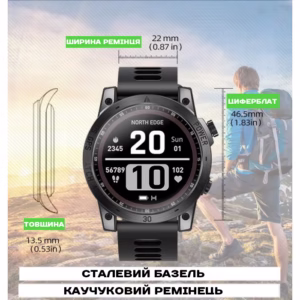 Смарт часы North Edge CrossFit GPS Black с компасом - Зображення 13