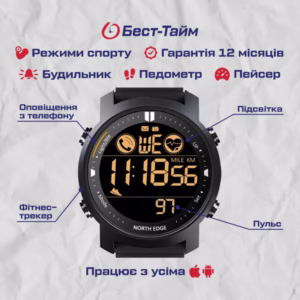 Мужские часы North Edge Laker Black 5BAR - Зображення 5