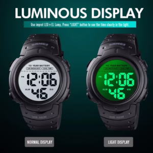 Мужские часы Skmei Neon 10 Bar Black - Зображення 10