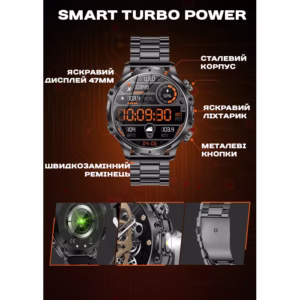 Смарт часы Smart Turbo Power Steel, 2 ремешка - Зображення 15